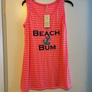 Pink Striped Beach Bum Cover up